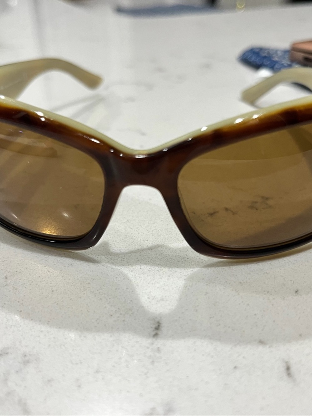 Ralph Lauren Brown Tortoiseshell Sunglasses with Amber Lenses